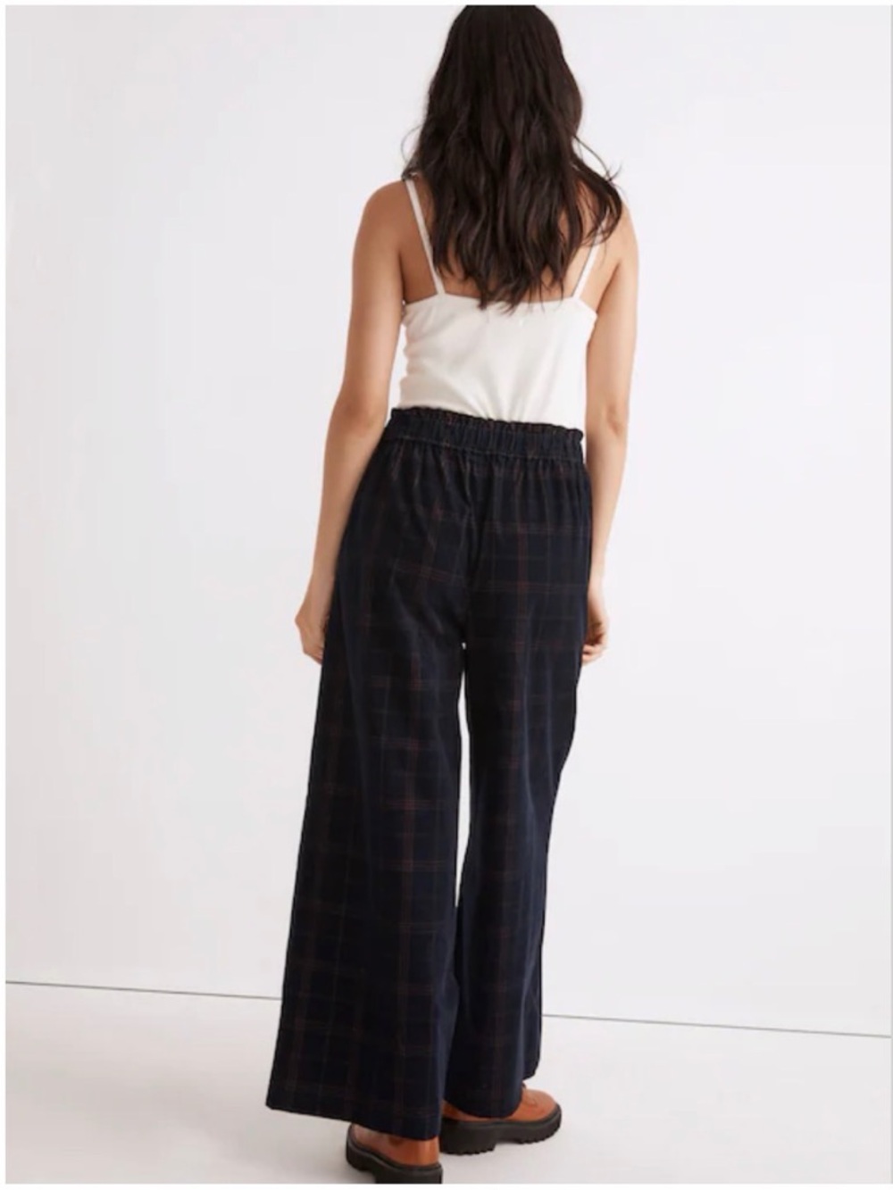 Madewell Corduroy Pull-On Wide-Leg Crop Pants in Windowpane Blue Multi Med #2178 - Picture 3 of 8